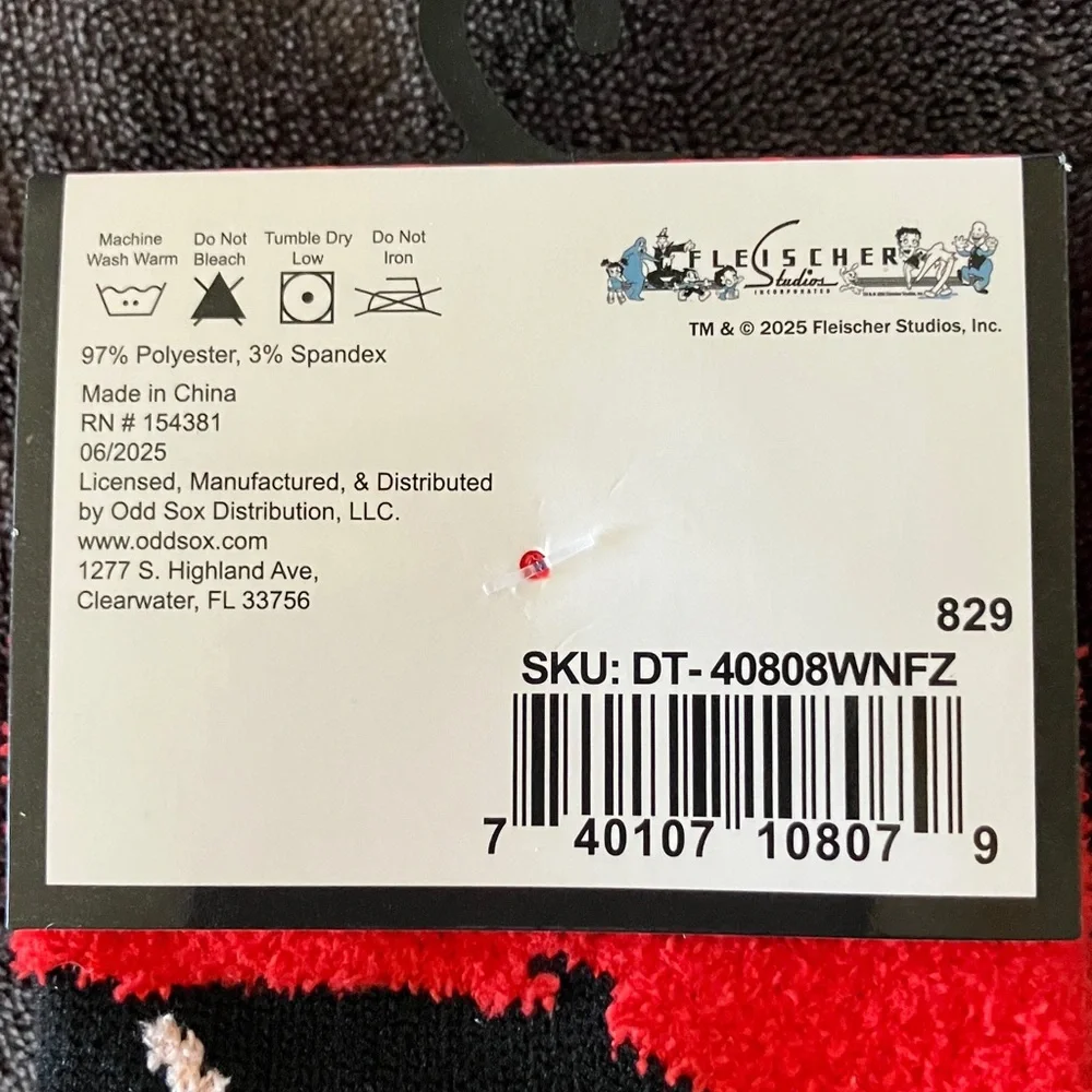 Betty Boop Red and White Crew Socks and Fuzzy Socks Set‎ Novelty Classic Retro